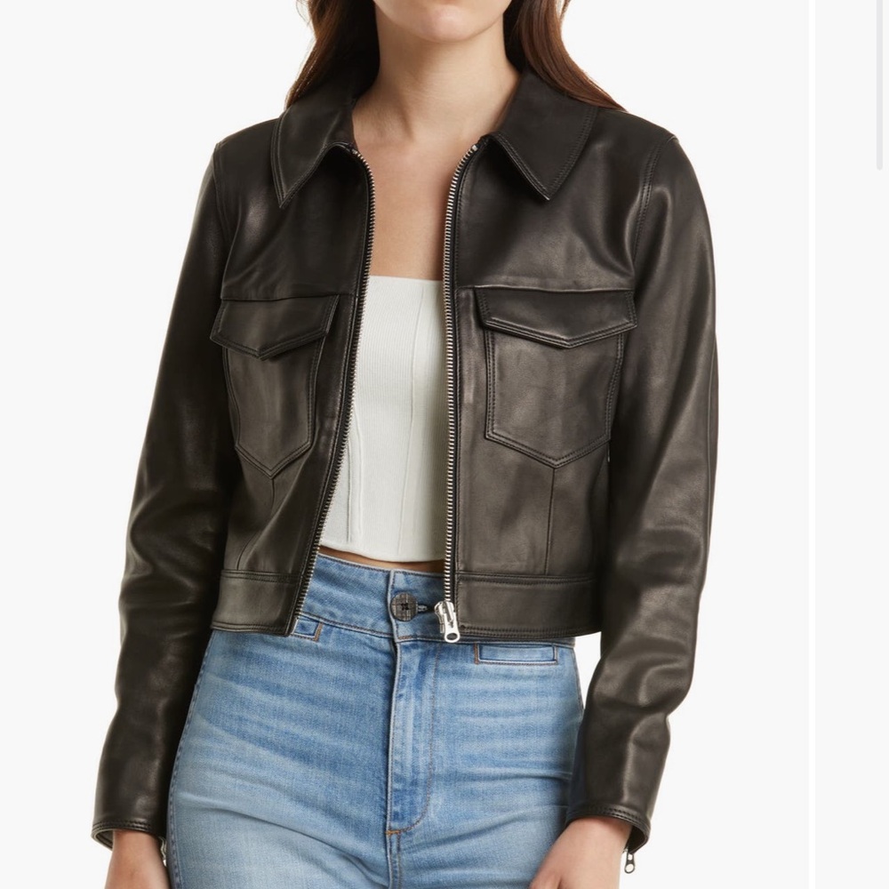 & Other Stories Slim Fit Leather Jacket